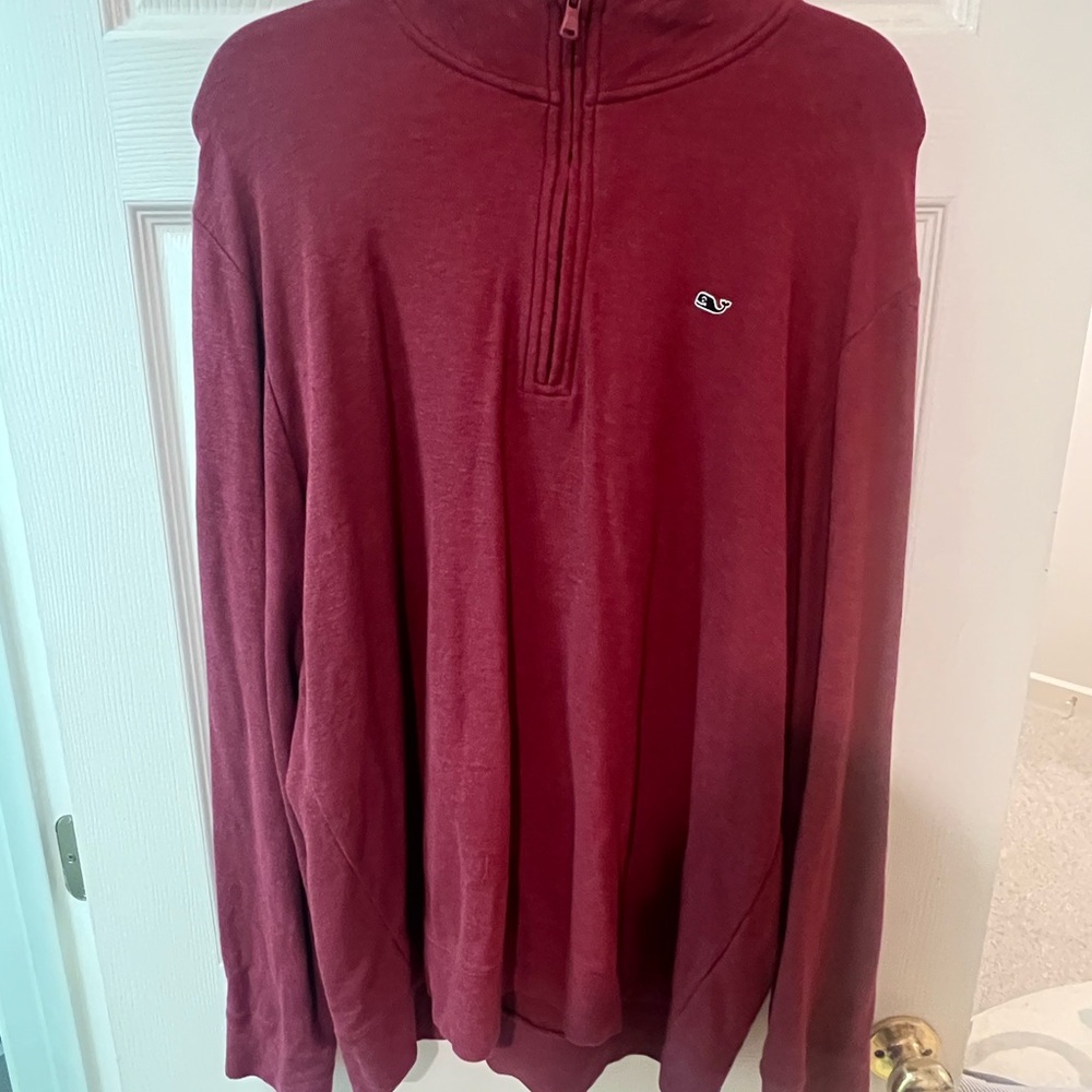 Vineyard Vines Men's Burgundy Zip-Up Sweater
